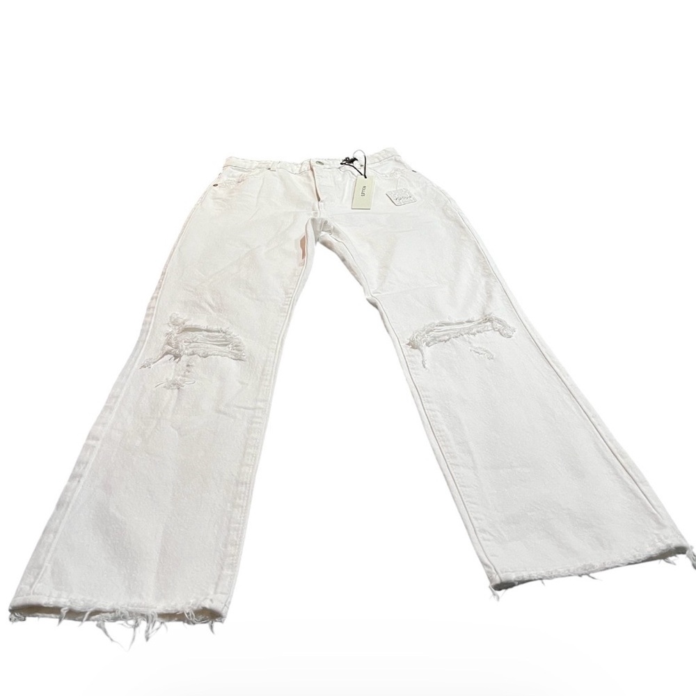 ROLLA'S Free People White Distressed Straight-Leg Jeans High Rise Size 28 - Picture 4 of 9